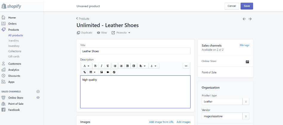Shopify product title
