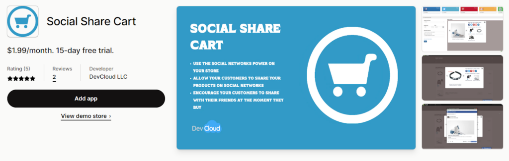 Shopify Social Share Cart